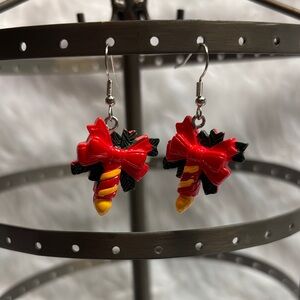 Festive Red and Yellow Bow Earrings